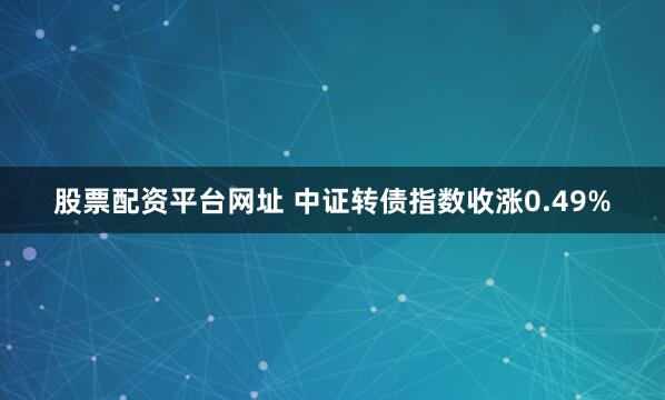 股票配资平台网址 中证转债指数收涨0.49%